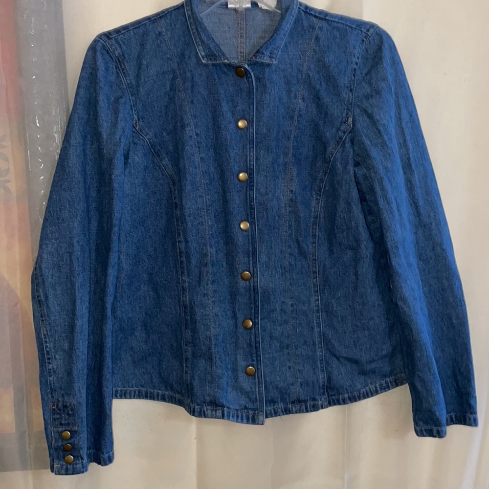 Basic Denim Lightweight Jean Button Snap Blue Jac… - image 3